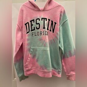 Pink and Green Tie-Dye Hoodie